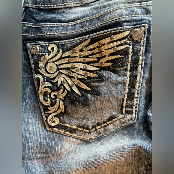 Miss Me mid-rise boot cut jeans size 27 X 27.5 5 junior altered EC~ - Picture 5 of 12